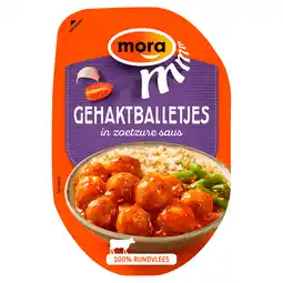 PLUS Mora Gehaktballetjes in Zoetzure Saus aanbieding