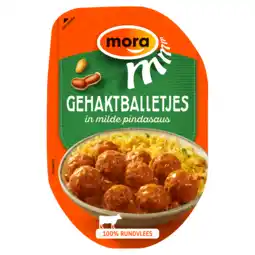 PLUS Mora Gehaktballetjes in Milde Pindasaus aanbieding