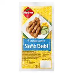 PLUS Hebro 4 Stokjes Varkensaté Babi aanbieding