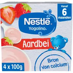 PLUS Nestlé 6+ Yogolino toetje aardbei aanbieding