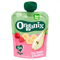 PLUS Organix Peer, banaan en framboos bio 4+ aanbieding