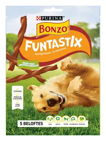 PLUS Bonzo Funtastix hondensnacks bacon & kaas aanbieding