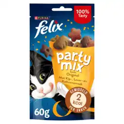PLUS Felix Party Mix Original kattensnacks kip aanbieding
