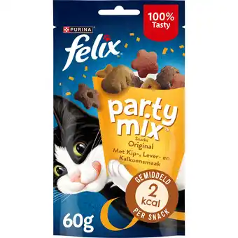PLUS Felix Party Mix Original kattensnacks kip aanbieding