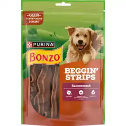 PLUS Bonzo Beggin' Strips hondensnacks baconsmaak aanbieding