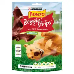 PLUS Bonzo Beggin' Strips hondensnacks baconsmaak aanbieding