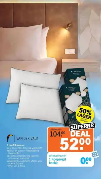 Albert Heijn Van der valk 2 hoofdkussens aanbieding