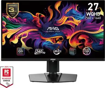 Bol.com MSI MAG 271QPX QD-OLED E2 - QHD Gaming Monitor - 27 Inch - 240Hz - USB-C PD 15W aanbieding
