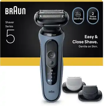 Bol.com Braun Series 5 Elektrisch Scheerapparaat - Tot 50 min - +2 Opzetstukken - 52-A1650S - Azure aanbieding