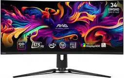 Bol.com MSI MAG 341CQP QD-OLED - Curved UWQHD Gaming Monitor - 175hz - 34 inch - USB-C aanbieding