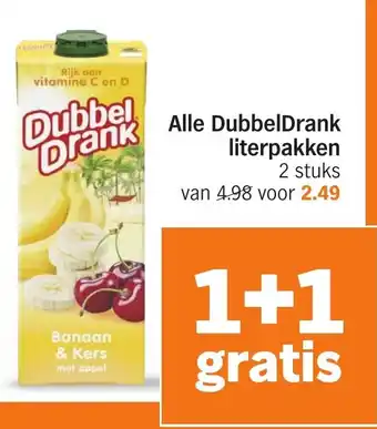 Albert Heijn Alle DubbelDrank literpakken aanbieding