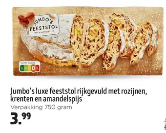 Jumbo Jumbo's luxe feeststol rijkgevuld met rozijnen krenten en amandelspijs aanbieding