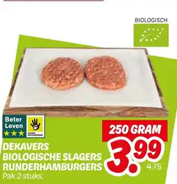 Dekamarkt Dekavers biologische slagers runderhamburgers aanbieding