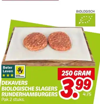 Dekamarkt Dekavers biologische slagers runderhamburgers aanbieding