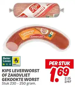 Dekamarkt Kips Leverworst of Zandvliet Gekookte Worst aanbieding