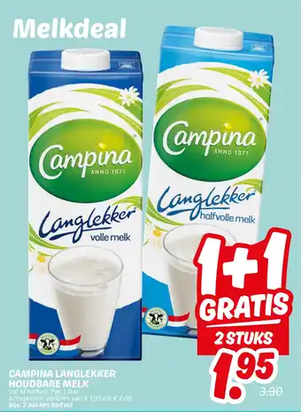Dekamarkt Campina langlekker houdbare melk aanbieding