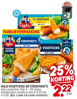 Dekamarkt Iglo Vissticks of Crispino's aanbieding
