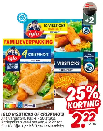 Dekamarkt Iglo Vissticks of Crispino's aanbieding