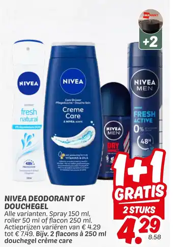 Dekamarkt Nivea deodorant of douchegel aanbieding