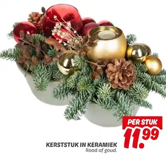 Dekamarkt Kerststuk in Keramiek aanbieding