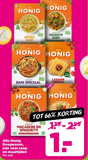 PLUS Alle Honig Deegwaren, mix voor soep en maaltijden aanbieding