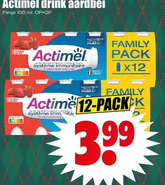 Dirk Actimel drink aardbei aanbieding