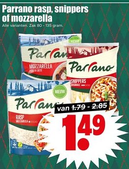 Dirk Parrano rasp, snippers of mozzarella aanbieding