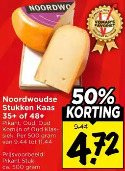 Vomar Voordeelmarkt Noordwoudse Stukken Kaas 35+ of 48+ aanbieding