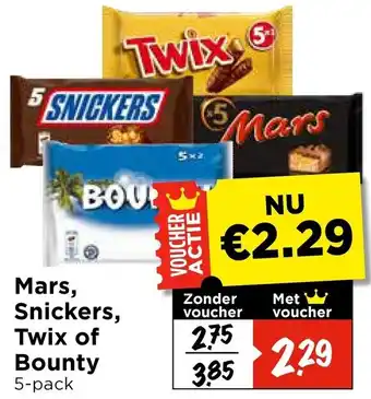 Vomar Voordeelmarkt Mars, Snickers, Twix of Bounty aanbieding