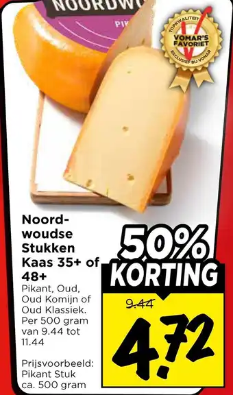 Vomar Voordeelmarkt Noordwoudse Stukken Kaas 35+ of, 48+ aanbieding