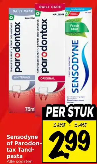 Vomar Voordeelmarkt Sensodyne of Parodontax Tandpasta aanbieding