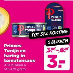 PLUS Princes Tonijn en Haring in Tomatensaus aanbieding