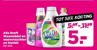 PLUS Alle Dreft Wasmiddel en wasverzachter en Vanish aanbieding