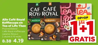 PLUS Alle Café Royal Koffiecups en Tea of Life Thee aanbieding