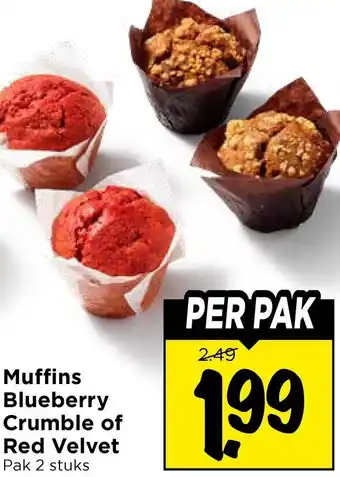 Vomar Voordeelmarkt Muffins Blueberry Crumble of Red Velvet aanbieding