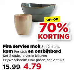 PLUS Fira Servies Mok, Kom en Ontbijtbord aanbieding