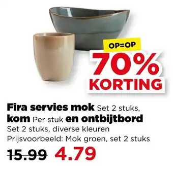 PLUS Fira Servies Mok, Kom en Ontbijtbord aanbieding