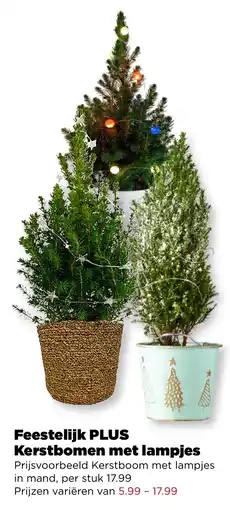 PLUS Feestelijk PLUS Kerstbomen met lampjes aanbieding