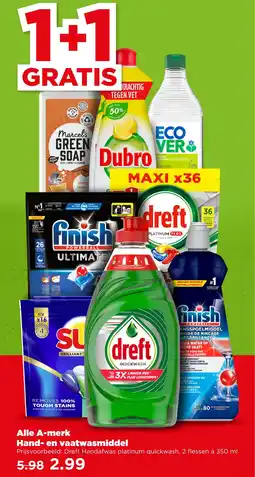 PLUS Alle A-merk Hand en Vaatwasmiddel aanbieding