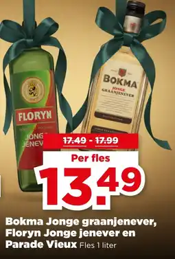 PLUS Bokma Jonge graanjenever, Floryn Jonge jenever en Parade Vieux aanbieding