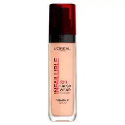 Kruidvat L'Oréal Paris Infaillible 145 Beige Rose SPF25 32H Fresh Wear Foundation aanbieding