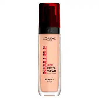 Kruidvat L'Oréal Paris Infaillible 145 Beige Rose SPF25 32H Fresh Wear Foundation aanbieding