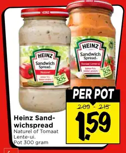 Vomar Voordeelmarkt Heinz Sand wichspread Naturel of Tmaat Tomat Lente ui aanbieding