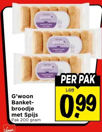 Vomar Voordeelmarkt G'woon Banket broodje aanbieding