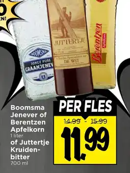 Vomar Voordeelmarkt Boomsma Jenever of Apfelkorn of Juttertje Kruiden bitter aanbieding