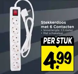 Vomar Voordeelmarkt Stekkerdoos met 6 Contacten aanbieding