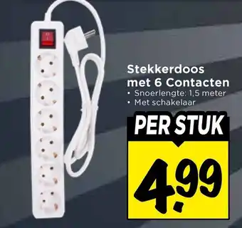 Vomar Voordeelmarkt Stekkerdoos met 6 Contacten aanbieding