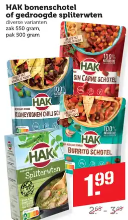 Coop HAK bonenschotel of gedroogde spliterwten aanbieding