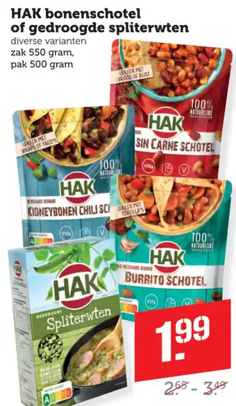 Coop HAK bonenschotel of gedroogde spliterwten aanbieding