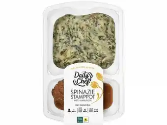 Hoogvliet Daily Chef Spinazie stamppot met hamburger aanbieding